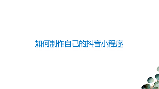 如何制作自己的抖音小程序