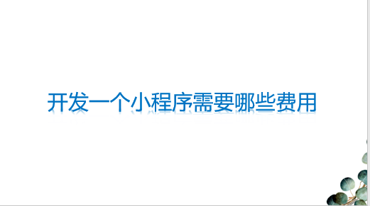 開發一個小程序需要哪些費用