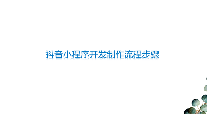 抖音小程序開發制作流程步驟