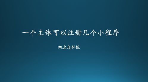一個主體可以注冊幾個小程序
