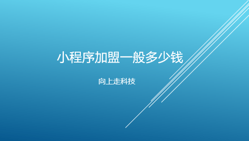 小程序加盟一般多少錢